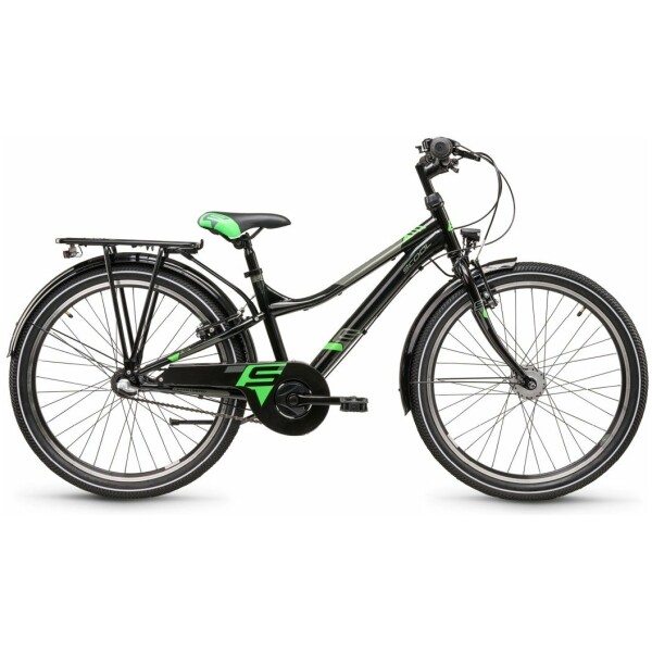 Scool Urban steel ltd 24 3-Speed Black/Neon Green Jongens